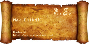 Max Enikő névjegykártya